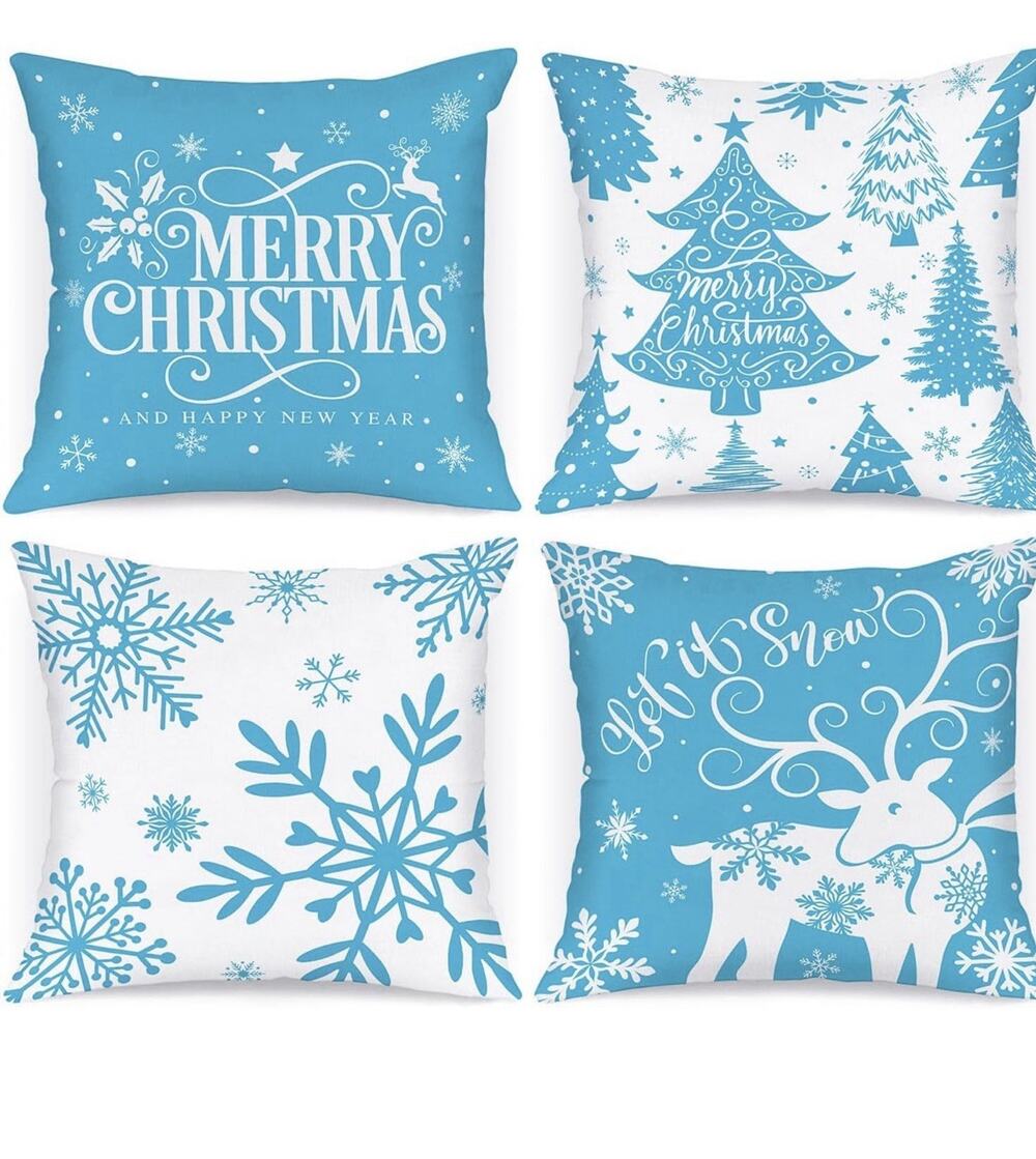 Christmas Throw Pillow Covers 16 X 16 in. Set of 4 Decorative Pillowcases